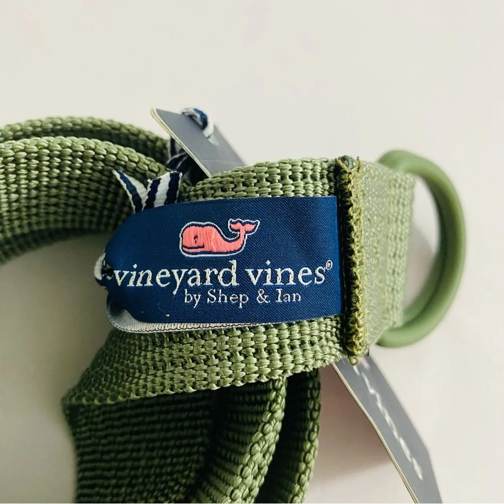 Men’s Vineyard Vines NWT‎ Vine Textured Webbing D-Ring On The Go Belt Sage Green